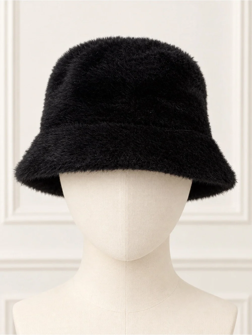 Faux Fur Bucket Hat - Black